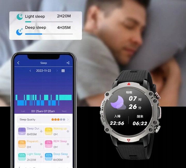 SMARTBAND zegarek SMARTWATCH Puls Krokomierz Kalorie Kolor dominujący czarny