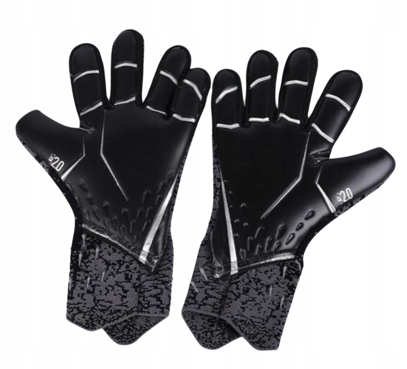 RĘKAWICE BRAMKARSKIE DLA DZIECI DOROSŁYCH ROZMIAR 6 PROFESJONALNE Czarne Model Sporty