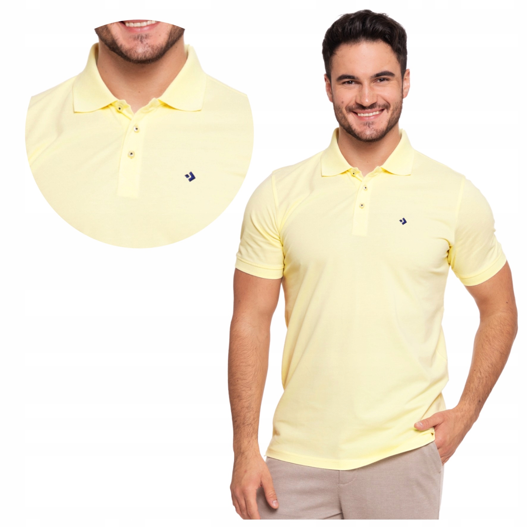 POLO KOSZULKA MĘSKA PREMIUM BAWEŁNA POLÓWKA KLASYCZNY KRÓJ MORAJ M ŻÓŁTA