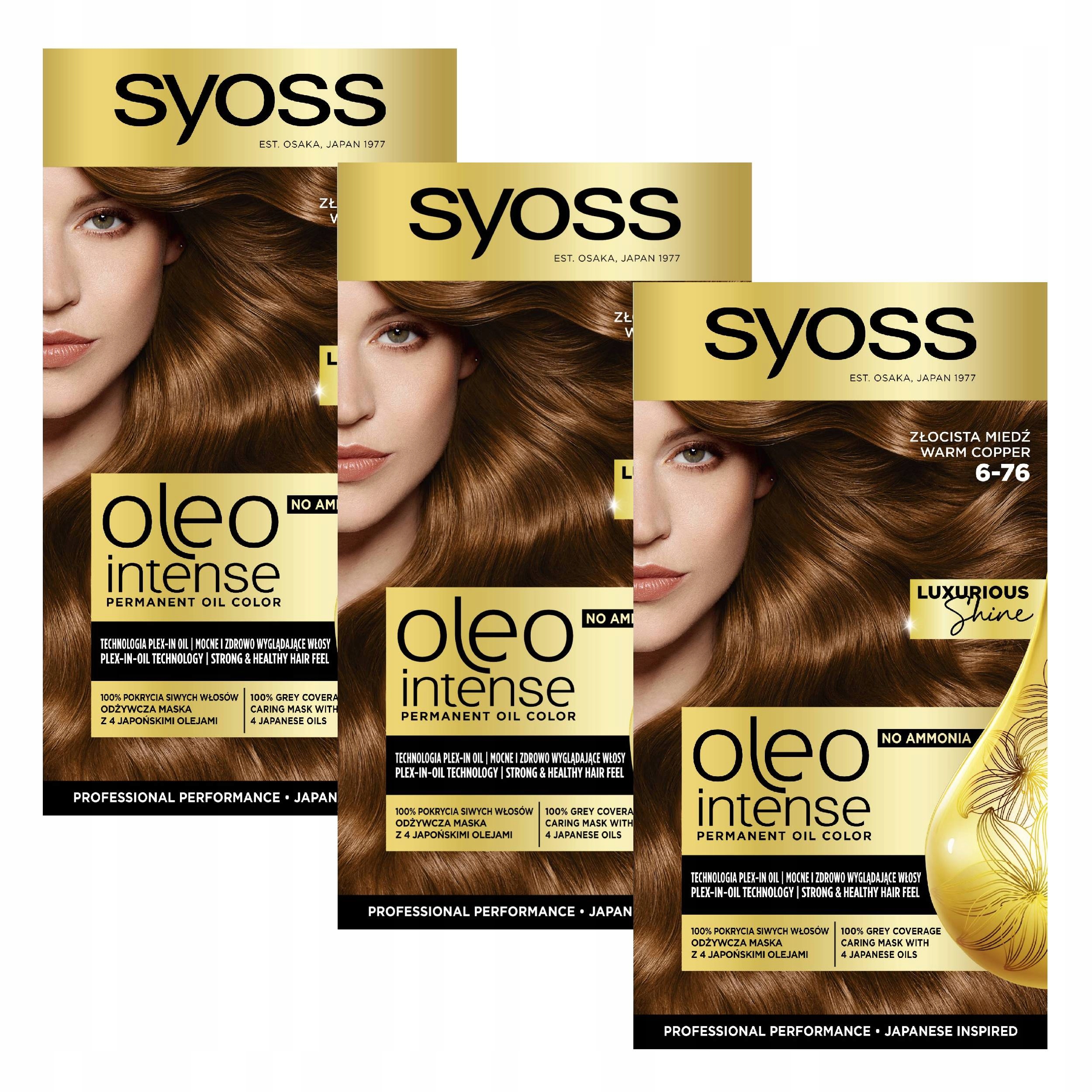3X Farba Włosów Złocista Miedź Bez Amoniaku Syoss