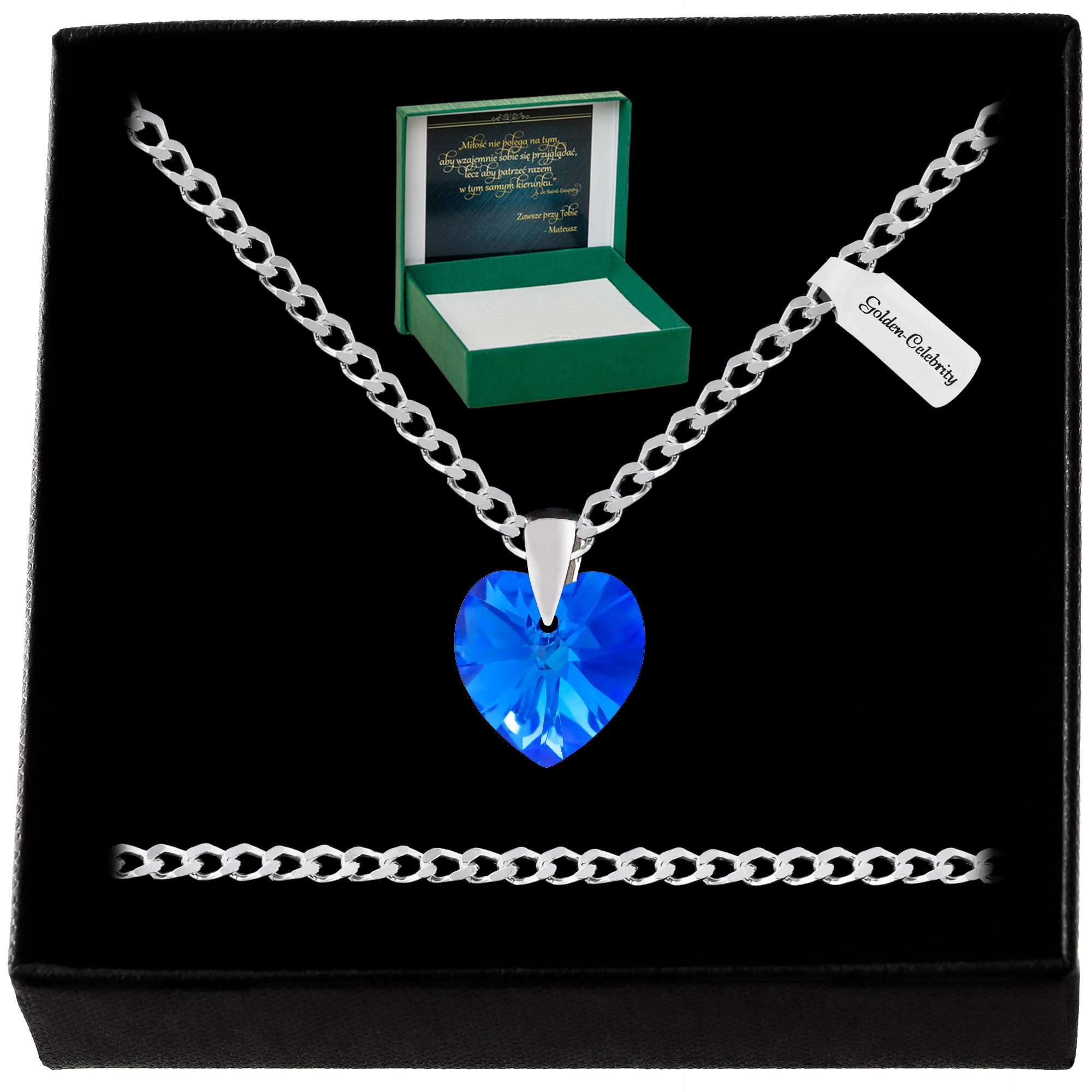 Stříbrný Řetízek Srdce Swarovski 925 Náhrdelník Přívěsek Pro Dívku