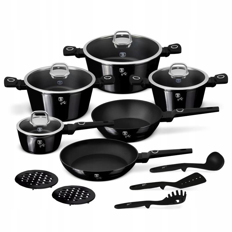 Sada kuchynského riadu Black Vantage Collection 15 prvkov z titánu