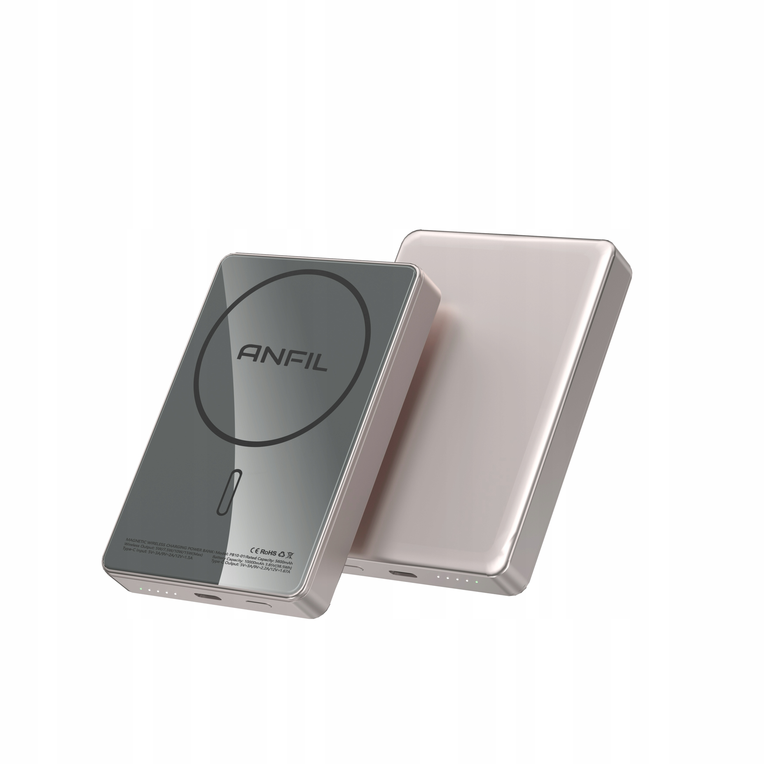 Anfil Powerbank 10000mAh – 15W Szybkie Ładowanie Bezprzewodowe Usb-c Qc Pd
