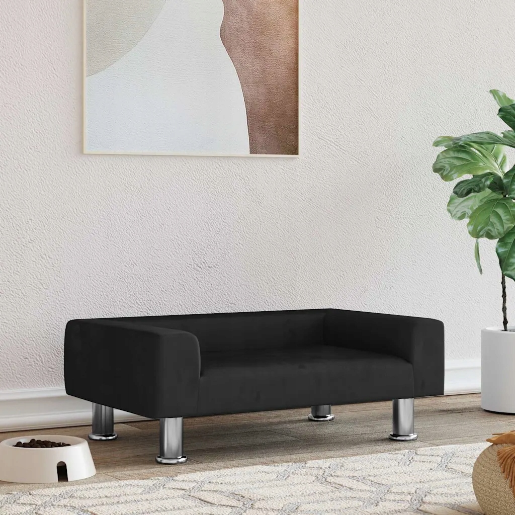 Levně Pelíšek pro psy černý 70 x 45 x 26,5 cm samet Černý 171922