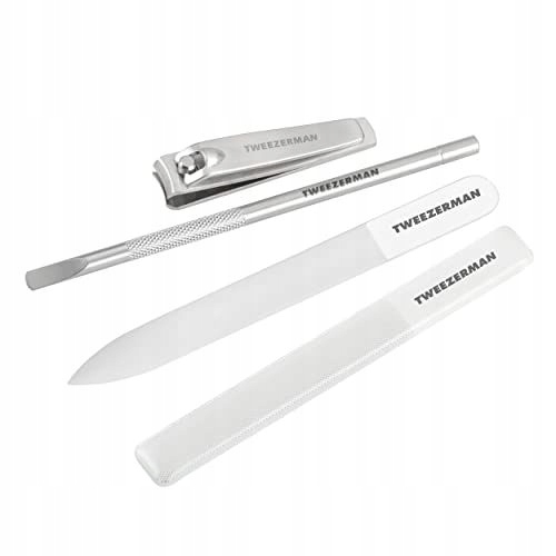 Sada na Tweezerman s pinzitou a skleněnými pilníky Sada na manikúru se skleněnými pilníky