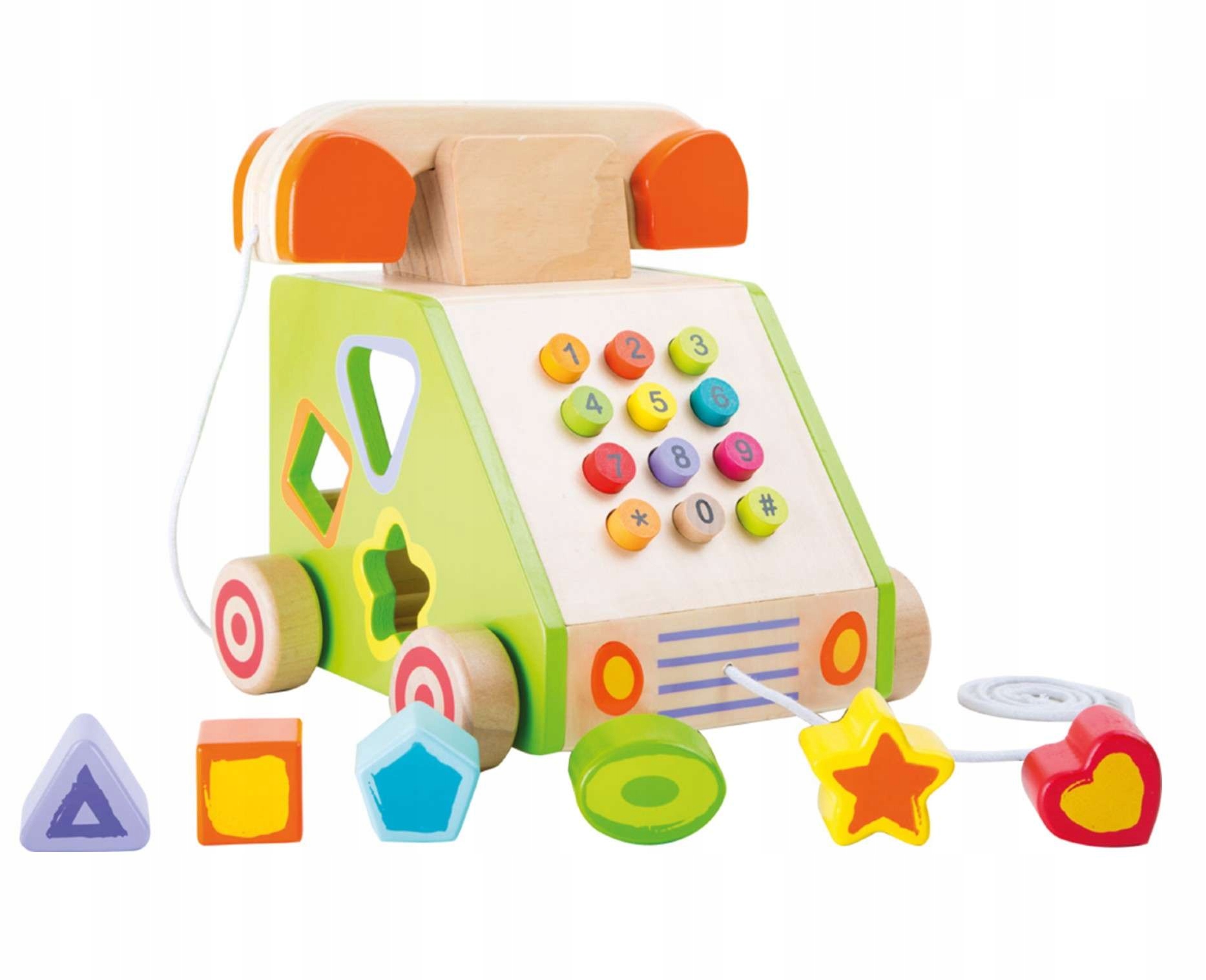 

Drewniana Zabawka Edukacyjna Sorter Telefon Koła