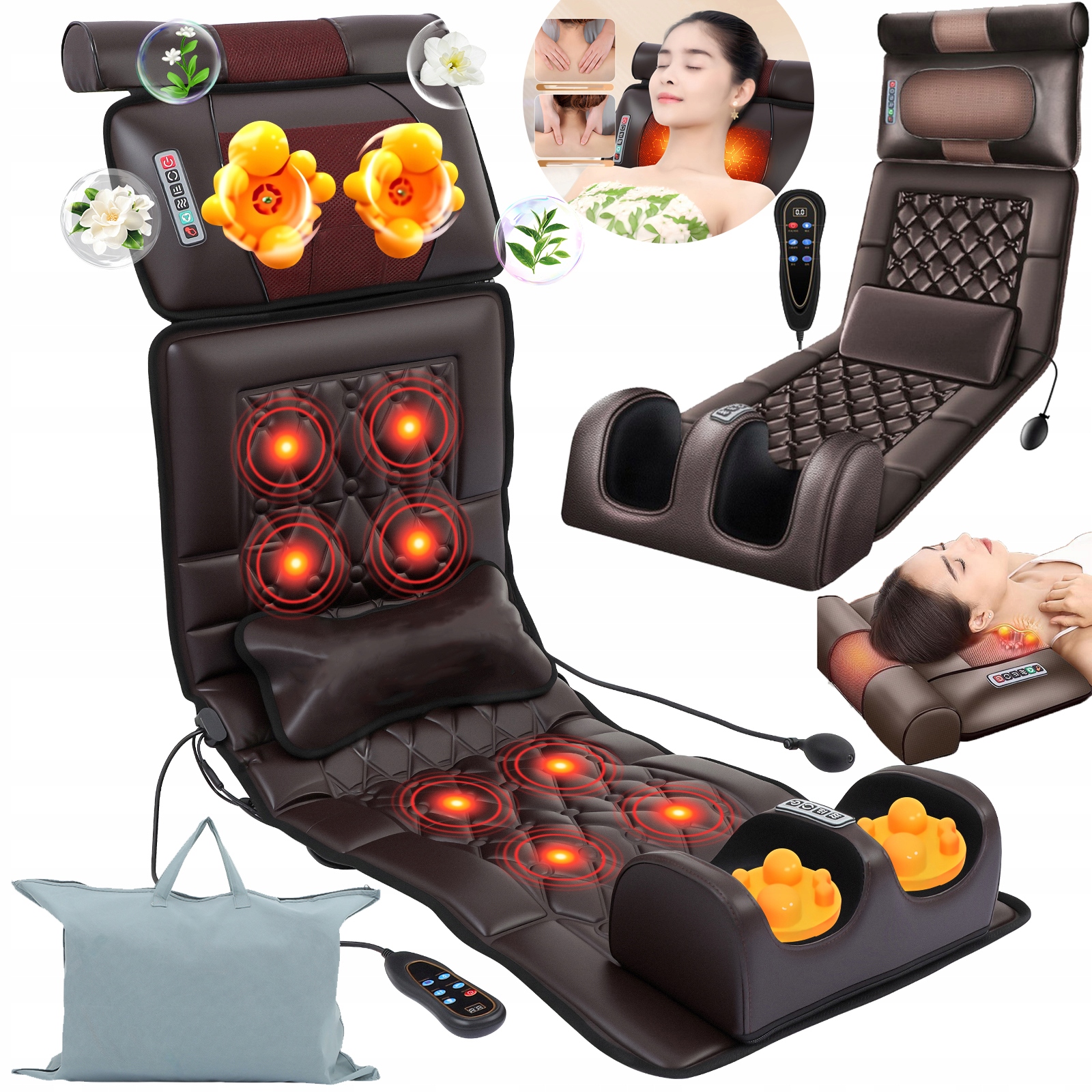 Mata Masująca Na Fotel Kręgosłup Nogi Podgrzewana 173 CM