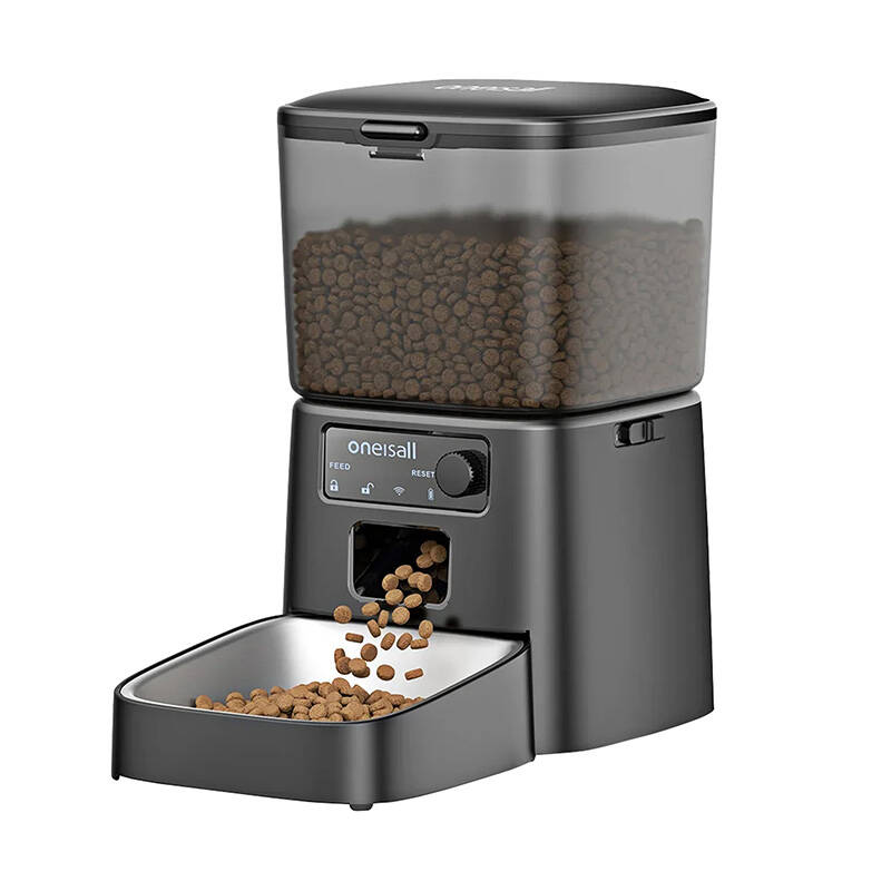 Distribuitor automat de mâncare pentru pisici și câini Oneisall Black 1,2 L