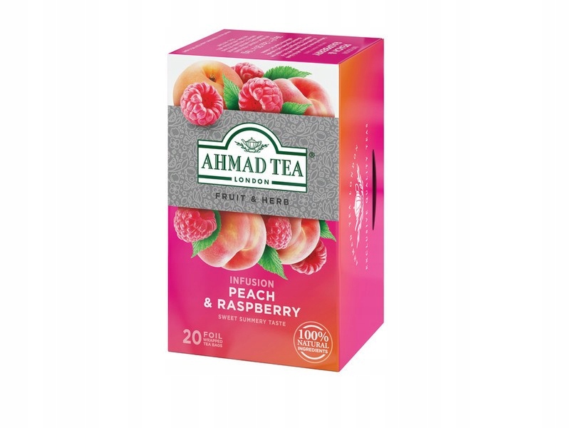 Levně Ahmad Peach & Raspberry ovocný čaj 20 sáčků