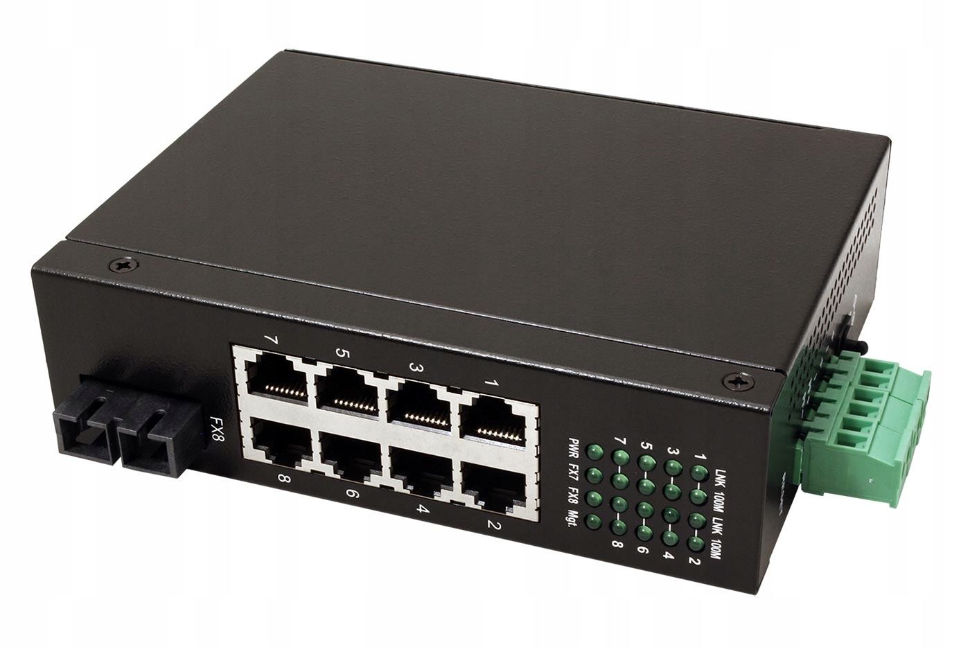 Roline Průmyslový Ethernet přepínač 100,8 portů(1x sdílený SC),na Din lištu