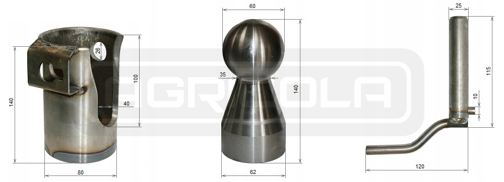 KULE fi 60 DO WYWROTU PRZYCZEPY 8T LEWA PRAWA Part number 2 00 03 012