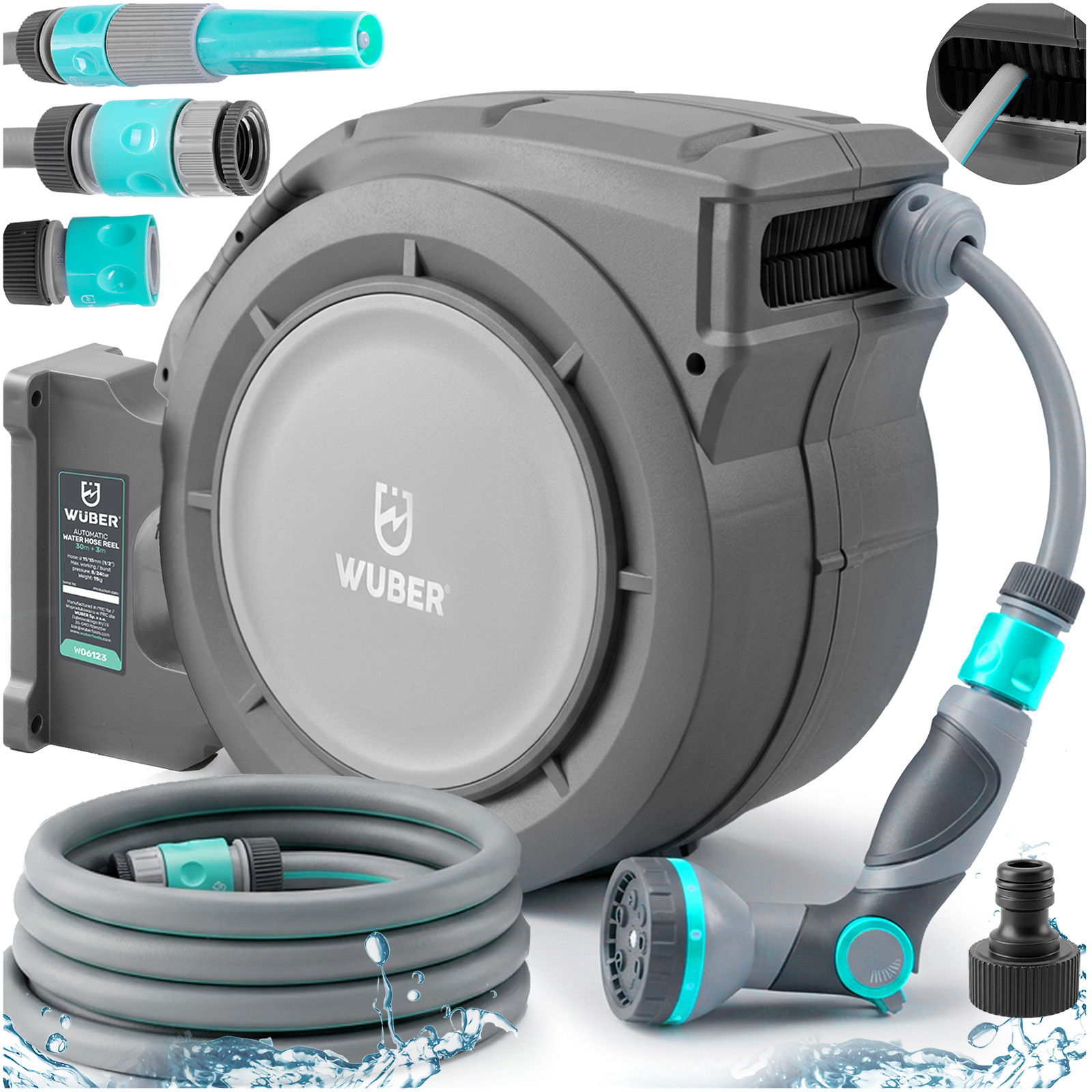 Automatický Navíječ Zahradní Hadice Buben 30 m 3 m Zavlažovač Konektory