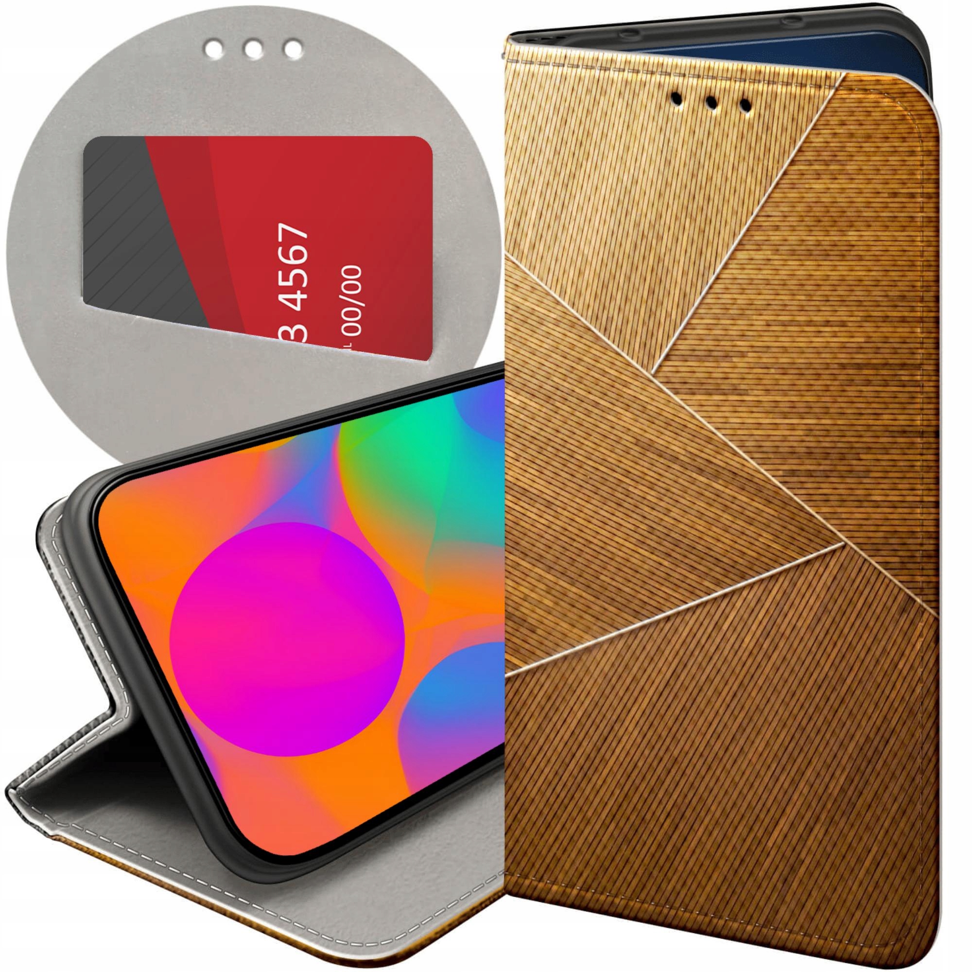 Etui Z Klapką Do Xiaomi Redmi 9 Brązowe Drewniane Brown Futerał Case