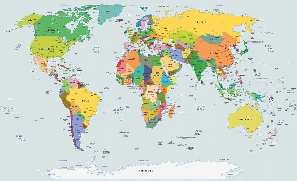 Fototapeta Mapa sveta Kontinenty a oceány vzdelávacia 312x219 lepidlo