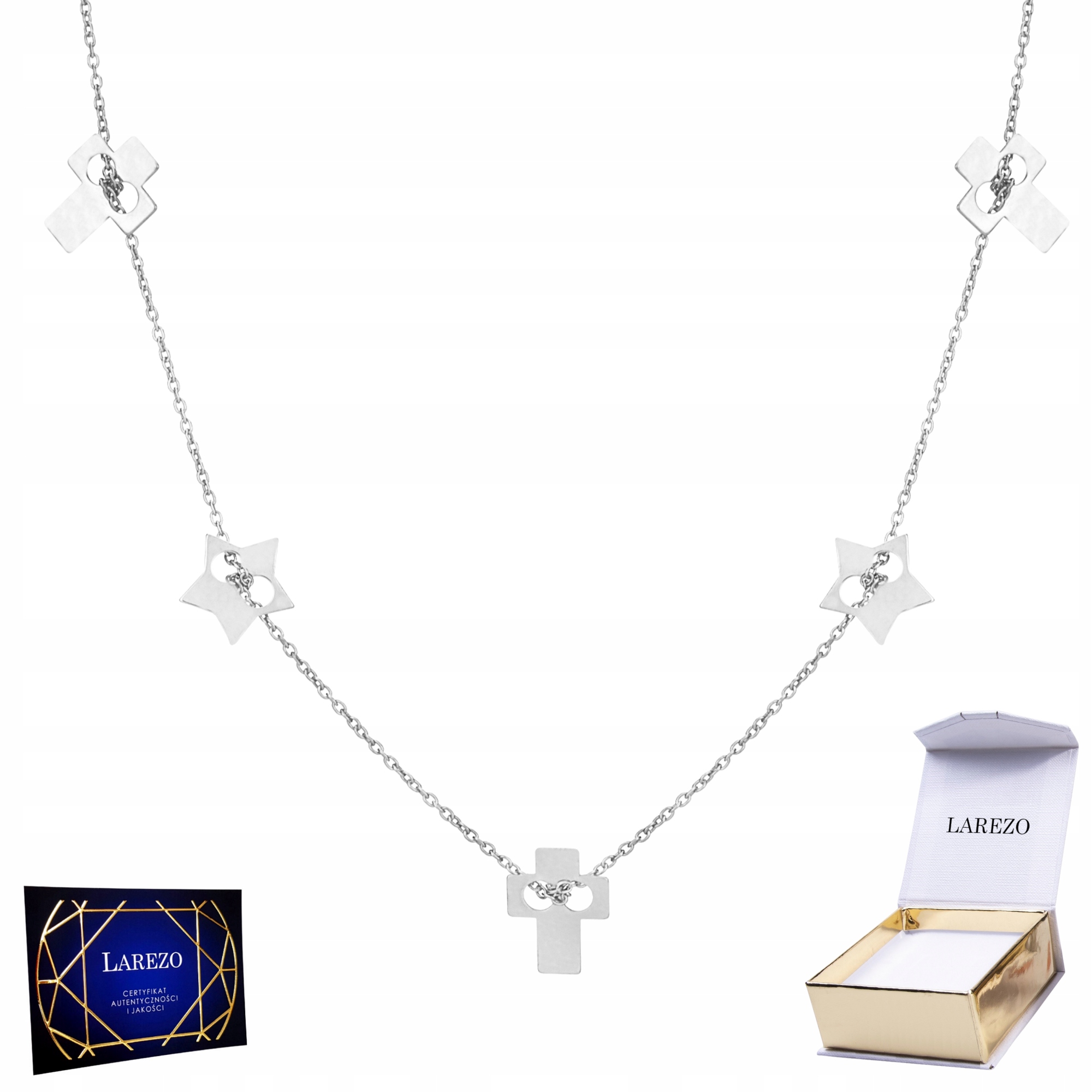Stříbrná celebrita Náhrdelník 925 s křížkem Hvězdička Křížek Hvězdičky