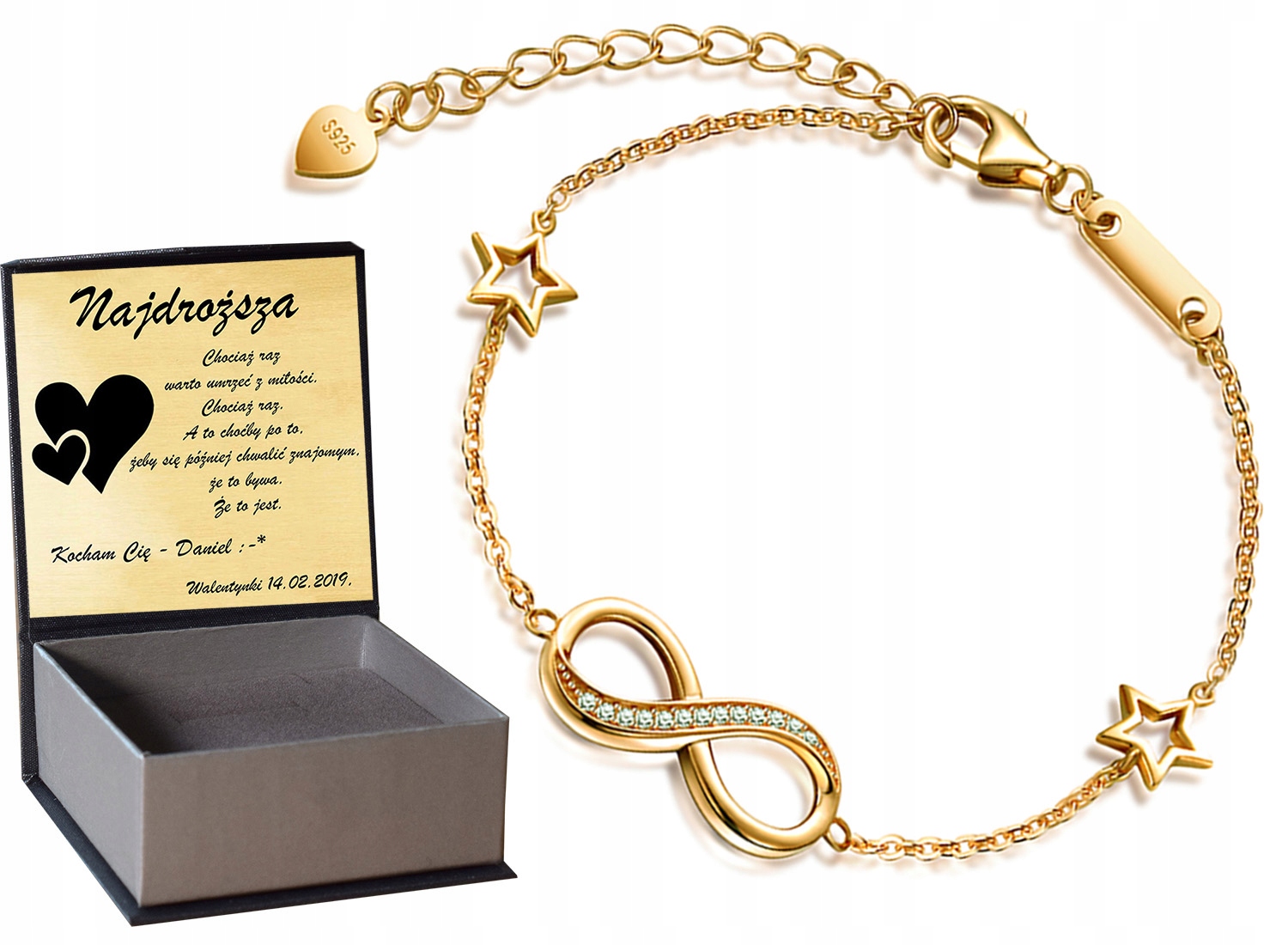 

Infinity Złota Bransoletka Celebrytka Srebro 925