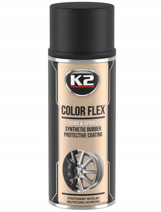 K2 Color Flex Guma Powłoka W Sprayu Do Malowania Felg Zderzaków Czarny