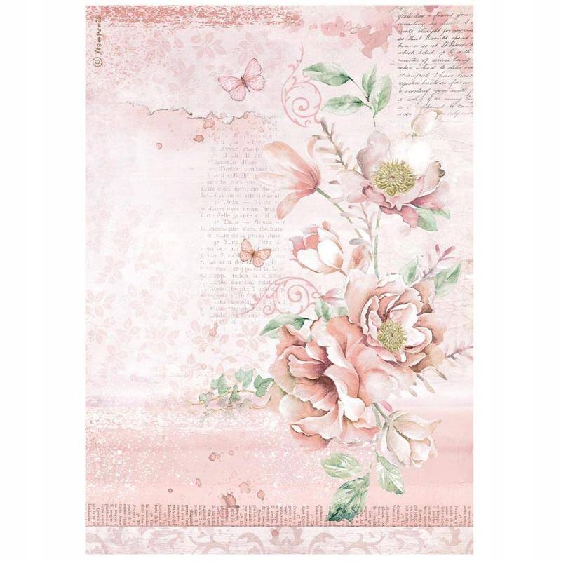 Papier Ryżowy do decoupage A4 Stamperia Roseland kwiaty