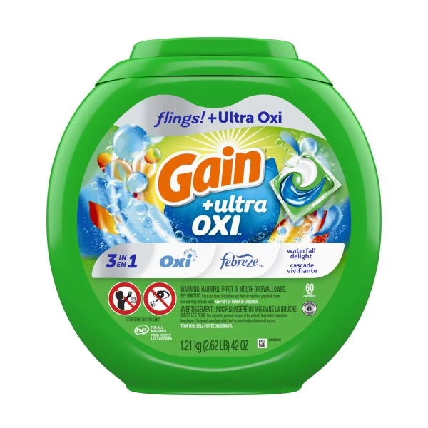 Levně Gain Flings Ultra Oxi 60 ks – Kapsle na praní