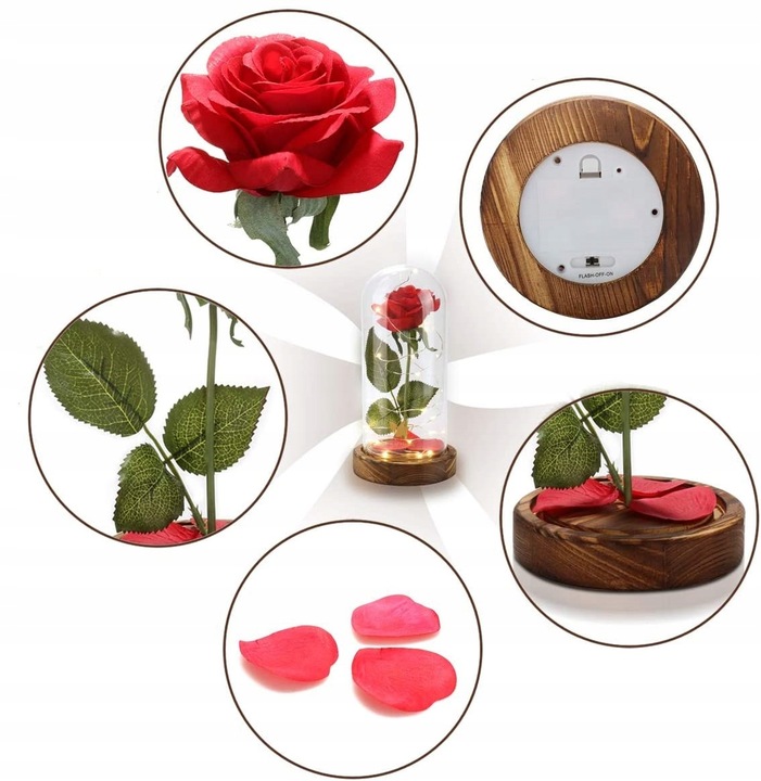 WIECZNA RÓŻA W SZKLE ŚWIECĄCA ŚWIATEŁKA LED PREZENT NA DZIEŃ KOBIET Kod producenta Galaxy