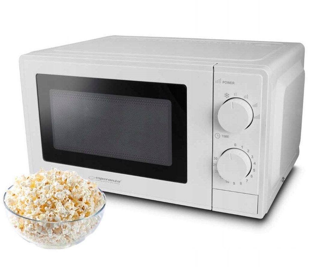 Biała Kuchenka Mikrofalowa Mikrofalówka Wolnostojąca 20L 1100W