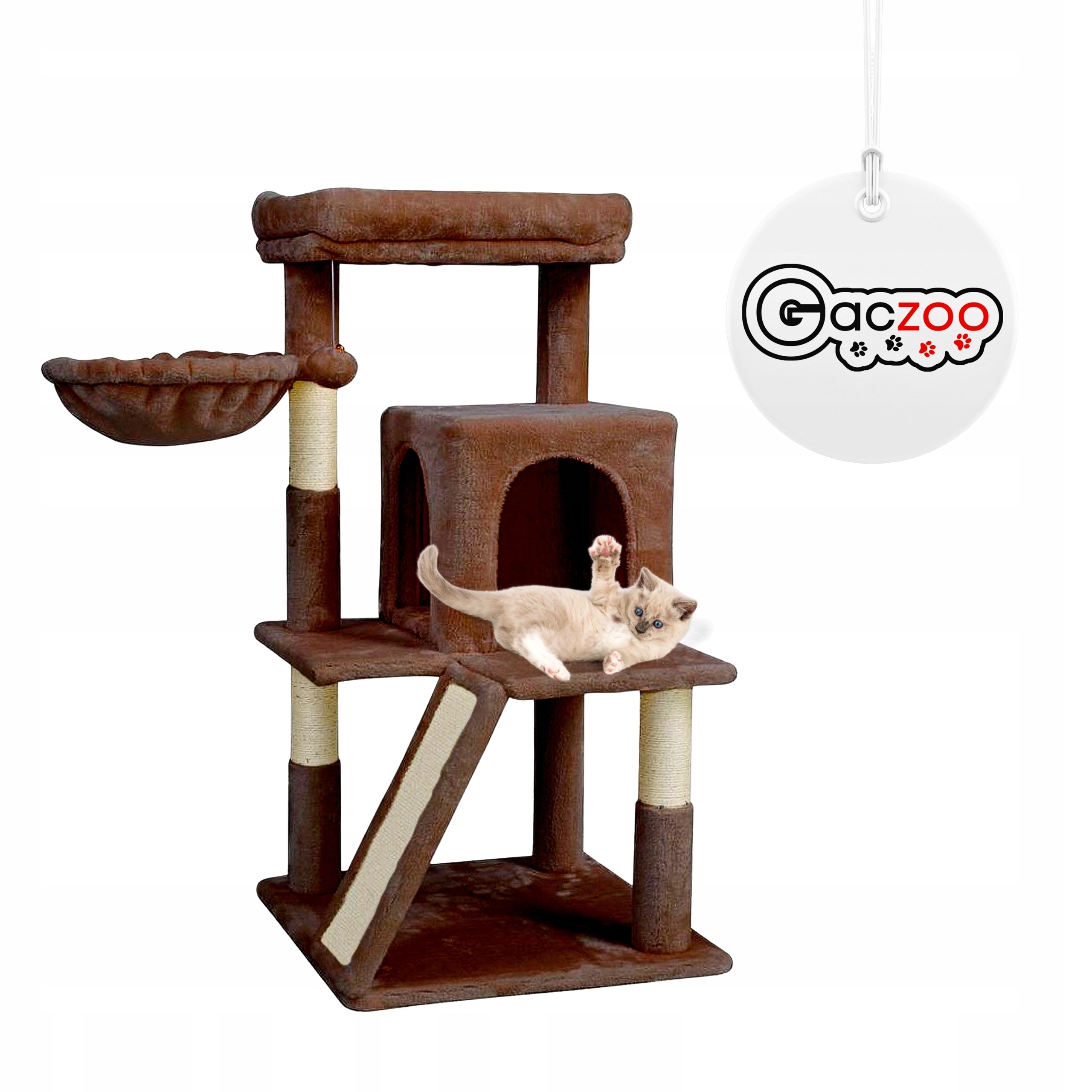 Gaczoo Škrabadlo pro kočky domeček pelíšek 50 x 50 x 96 cm hnědý