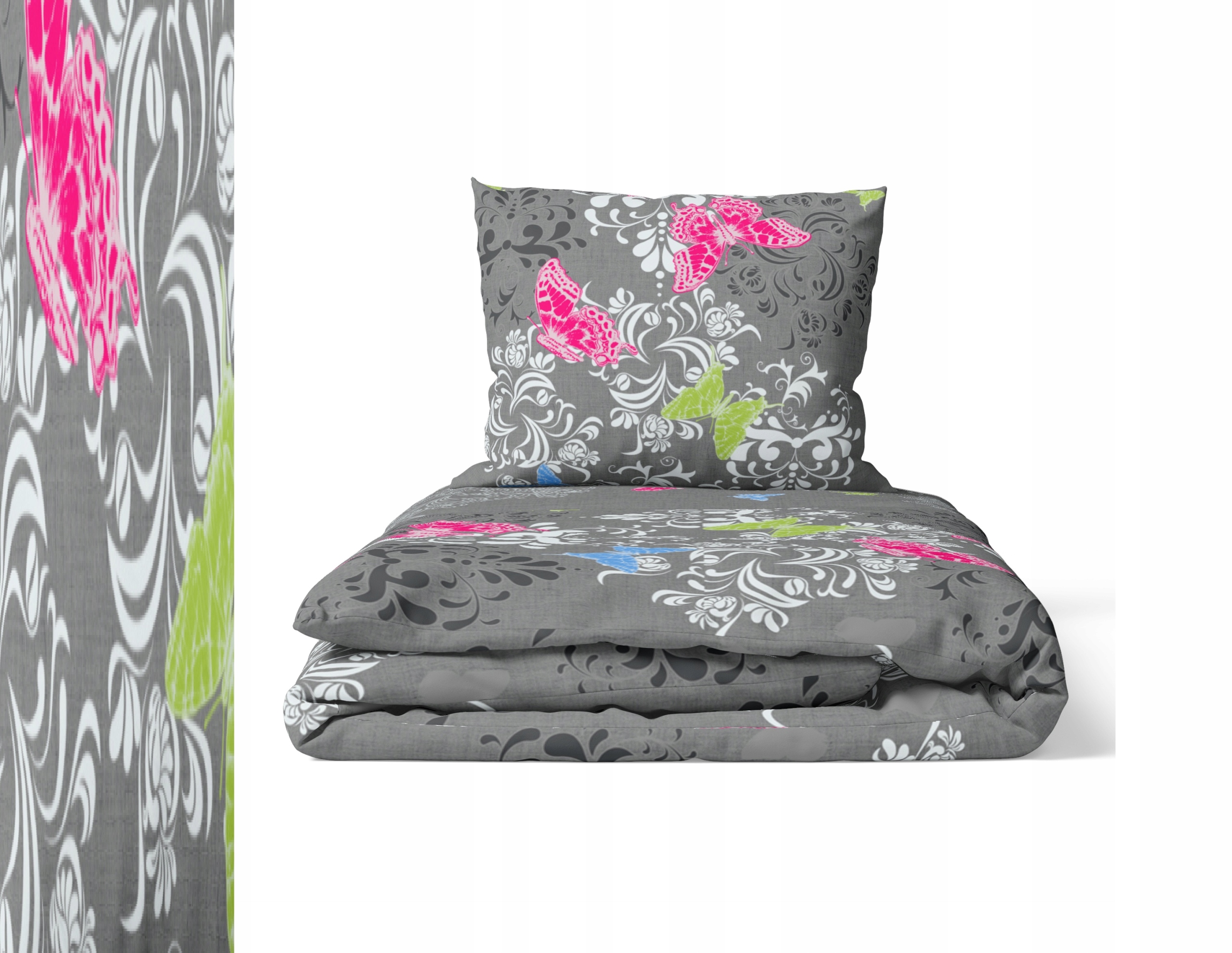 Krepové Povlečení 160x200 cm 2x70x80 cm Polský Výrobek Vzory Bílá- Motýl Š