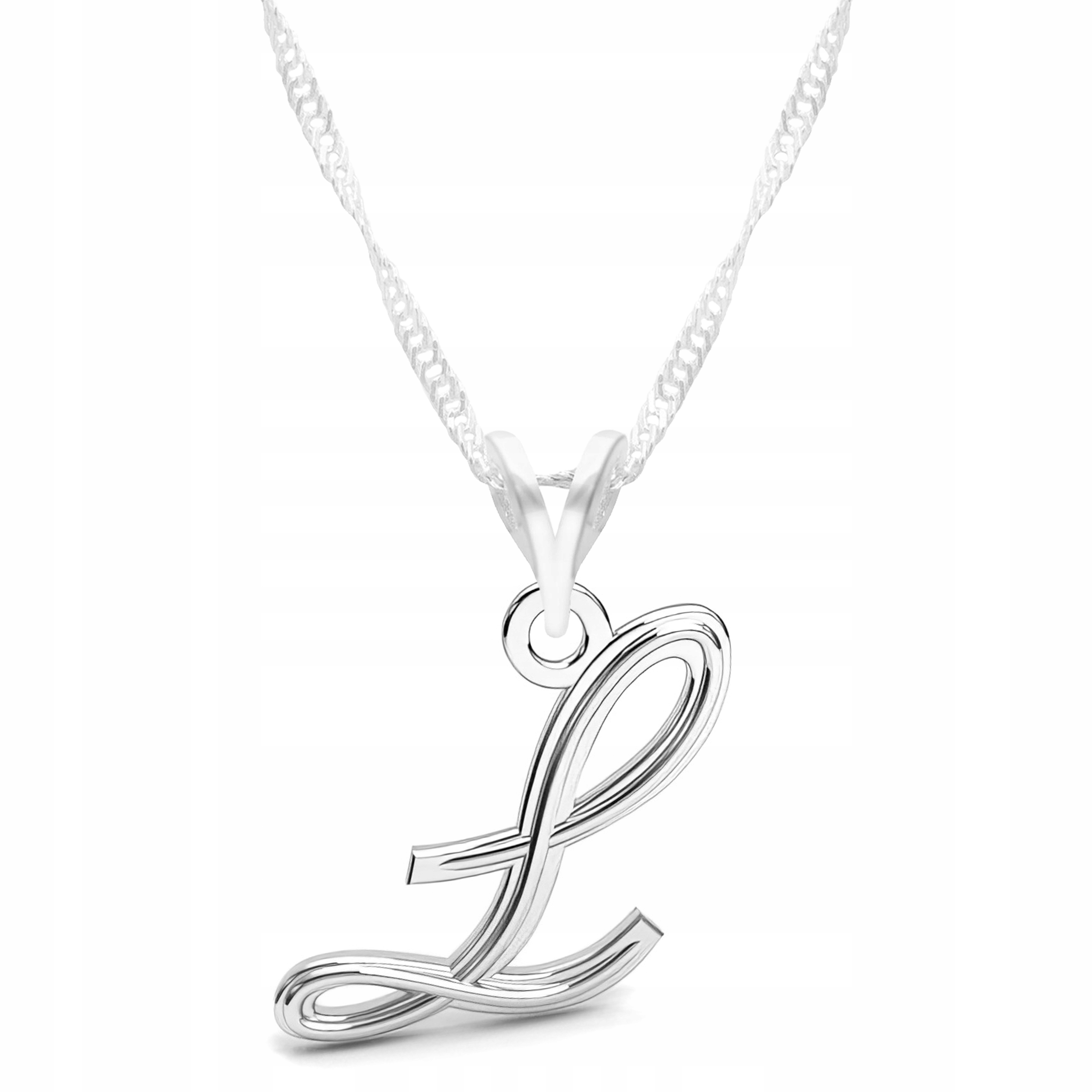 Stříbrný náhrdelník Písmeno L Iniciály Velké písmeno L Abeceda Stříbro 925