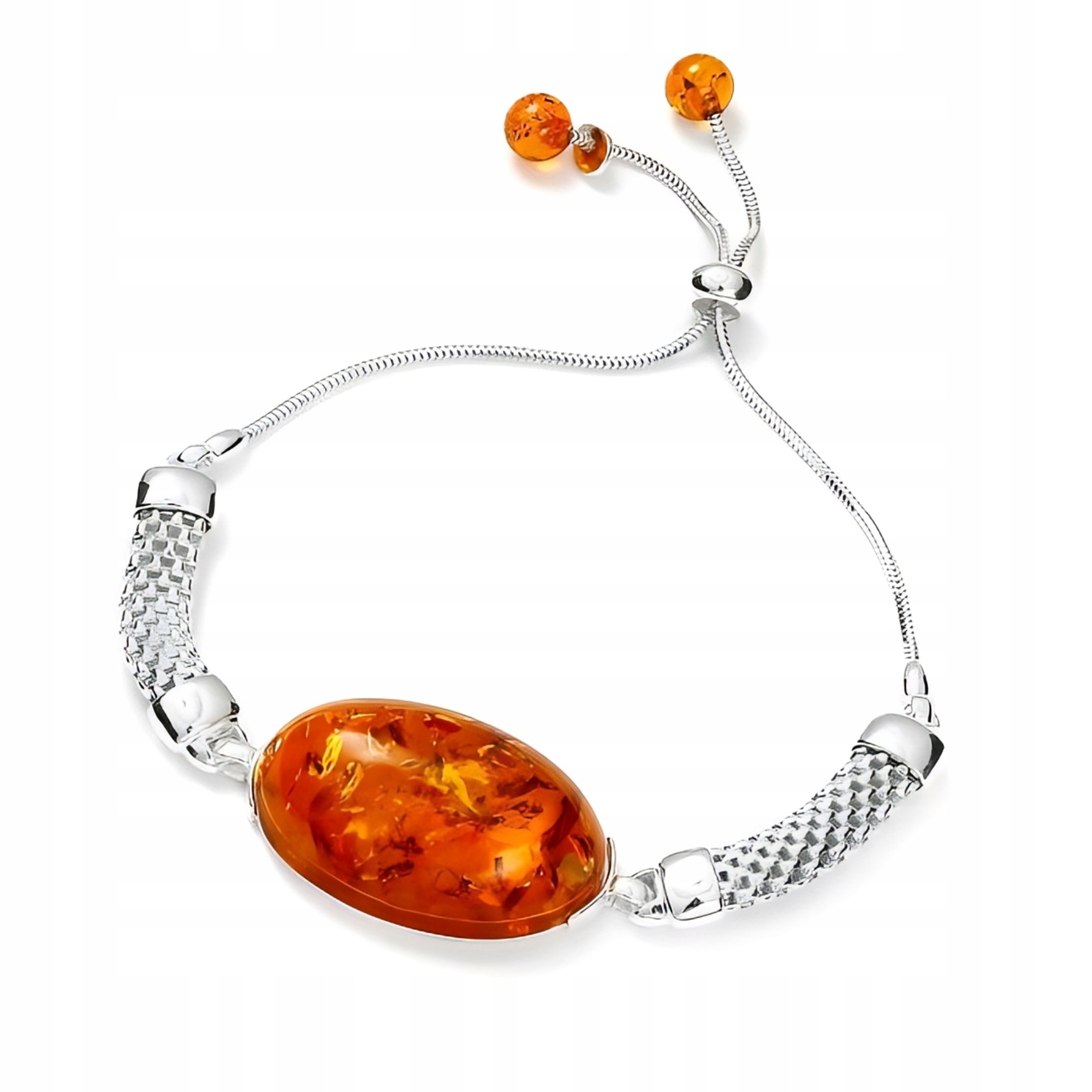 Stříbrný Náramek S Velkým Jantarem