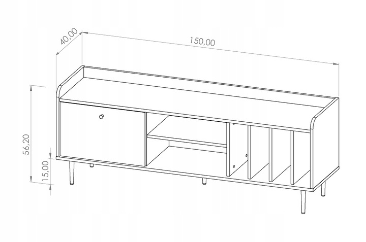 Stolik RTV 150 Vasina w stylu loft Szerokość mebla 150 cm