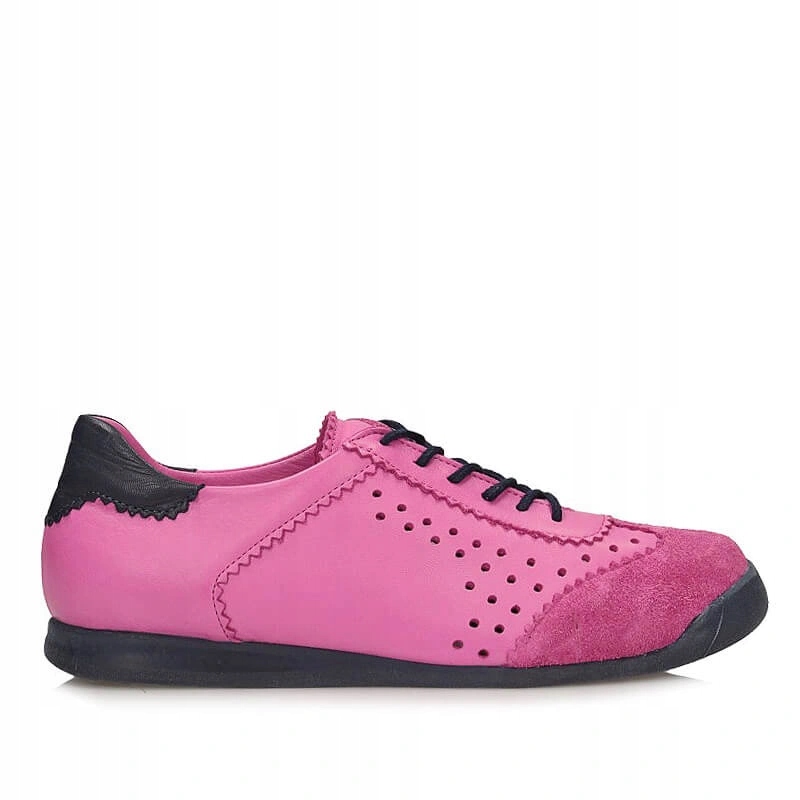 Dámské polobotky Ravini 1608 Bead růžové kožené šněrovací tenisky