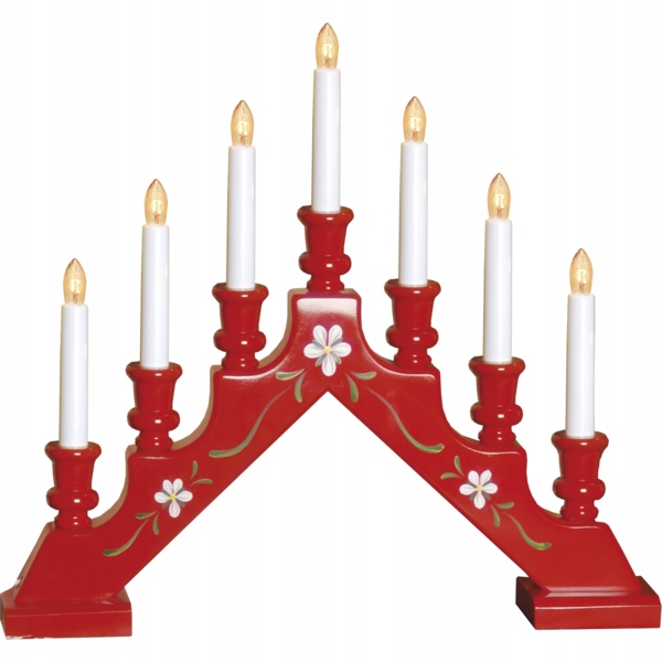 Vianočná Dekorácia Adventný Drevený Svietnik Sara IP20 Červený