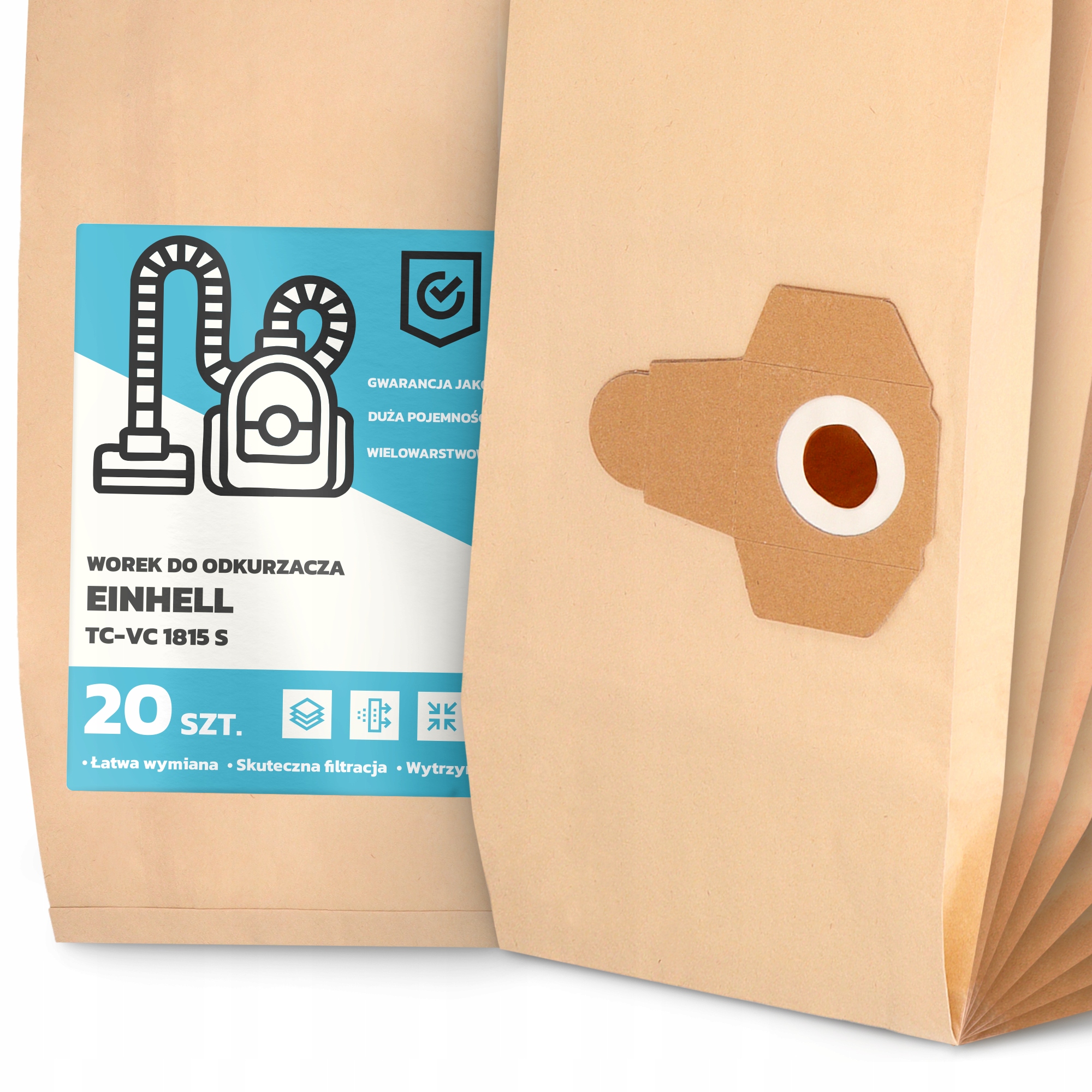 20 x Sáček Do Vysavače Einhell Tc-vc 1815 S Papírový Velký Silný Sáčky 2A