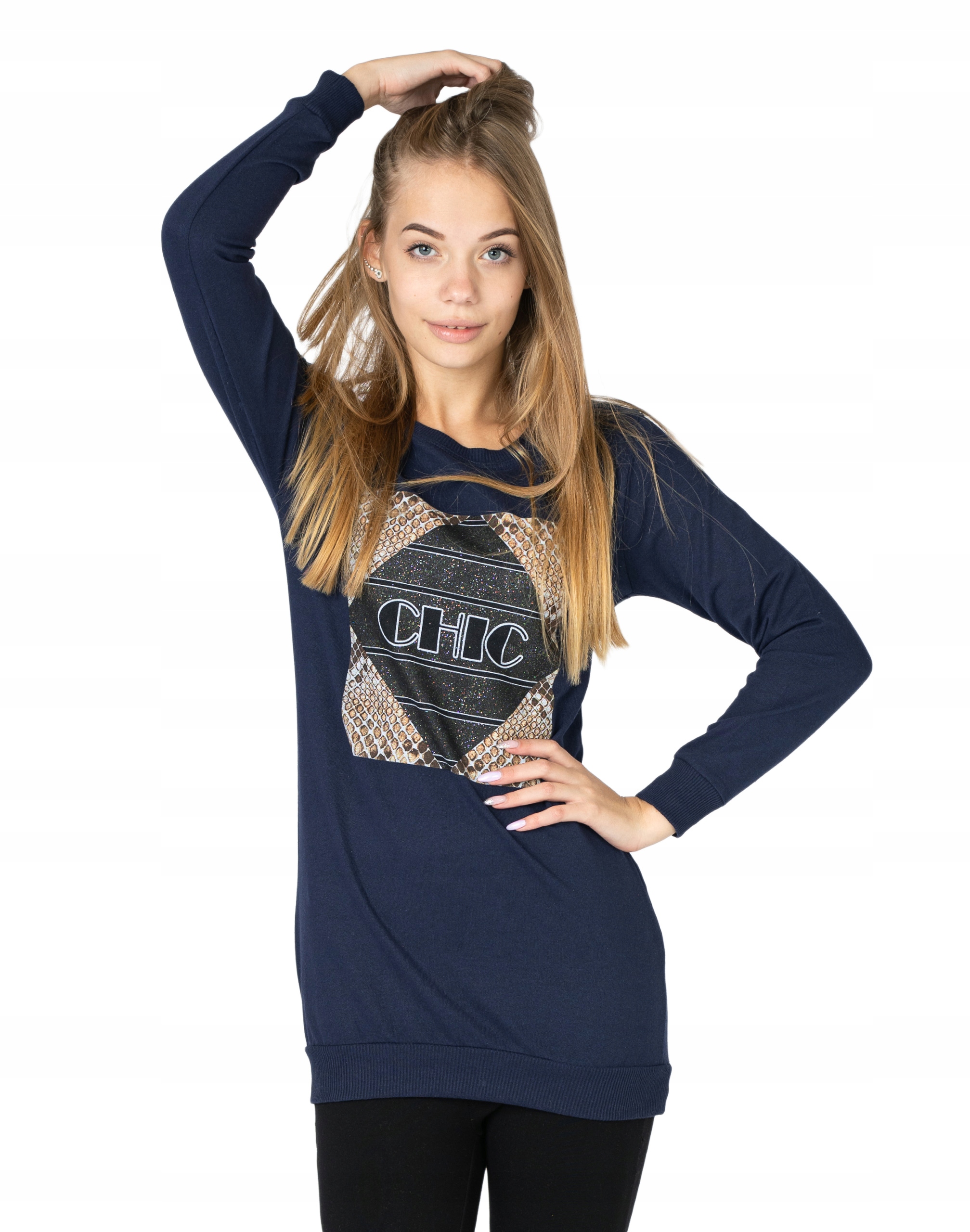 

Długa Bluza Tunika Damska Bawełniana 247-05 r S