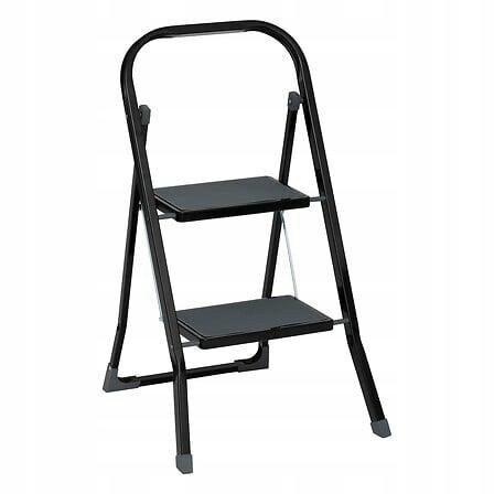 Žebřík 2-STUPŇOVÝ černý kovový Skládací do 150 kg