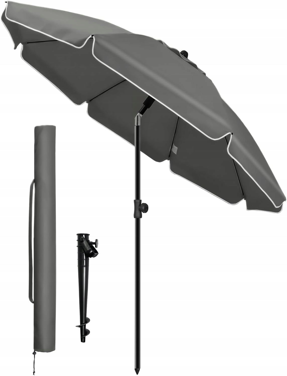 Parasol ogrodowy Vounot 200 cm z regulacją, filtrem Uv i wkręcaną kotwicą