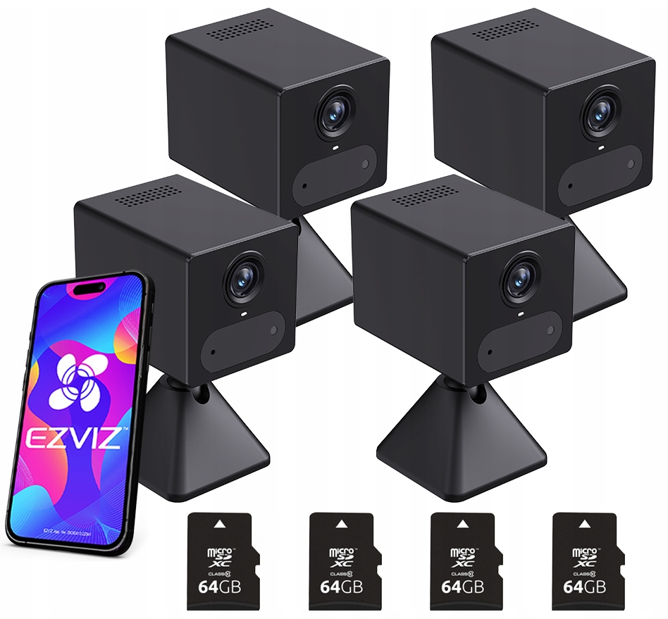 Štyri vnútorné kamery Ezviz CB2 4G Black Mikrofón Reproduktor karta 64 Gb