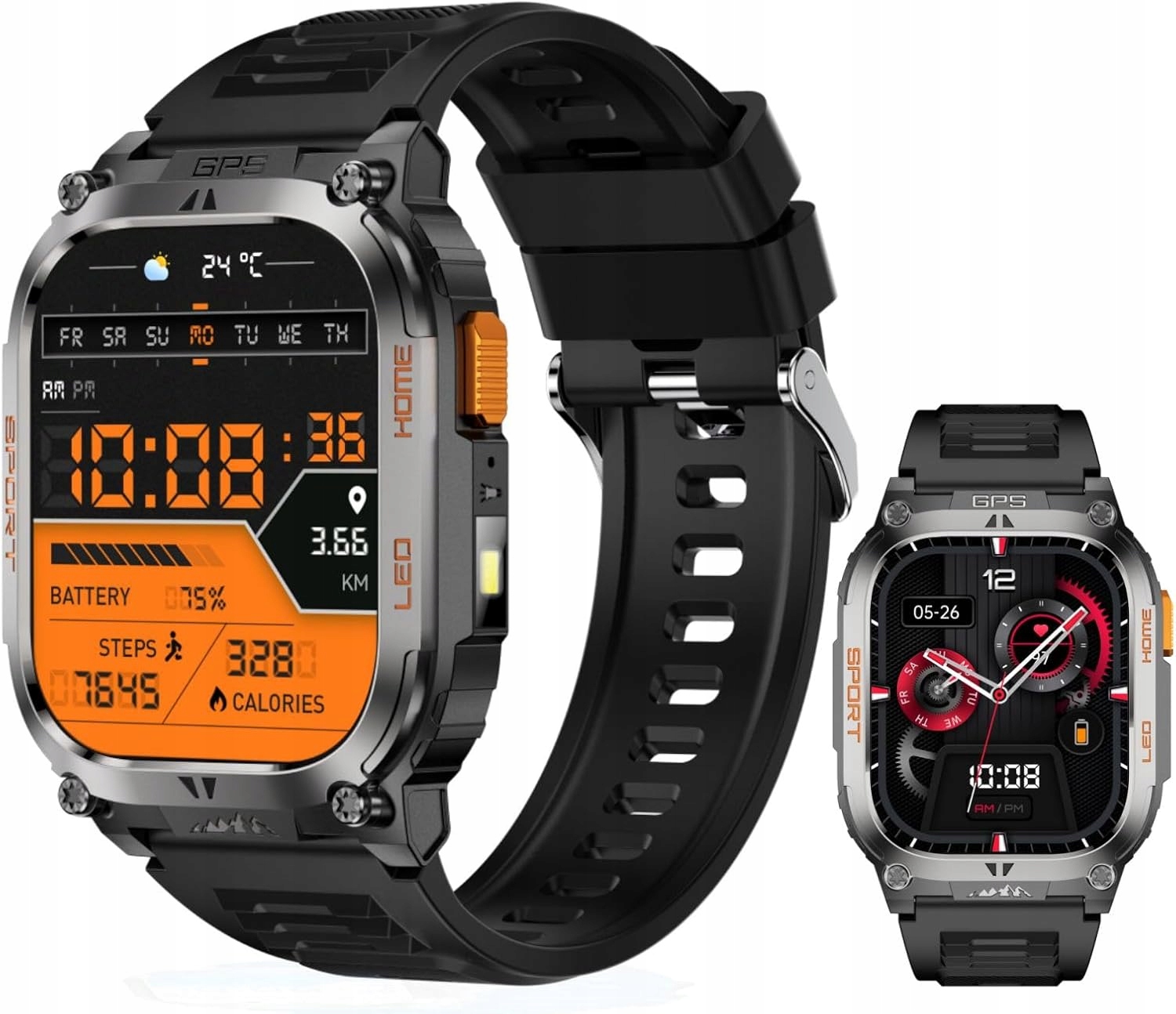 Chytré Hodinky Pánský Outdoor QX18 Gps IP68 2.01'' Hd Černý