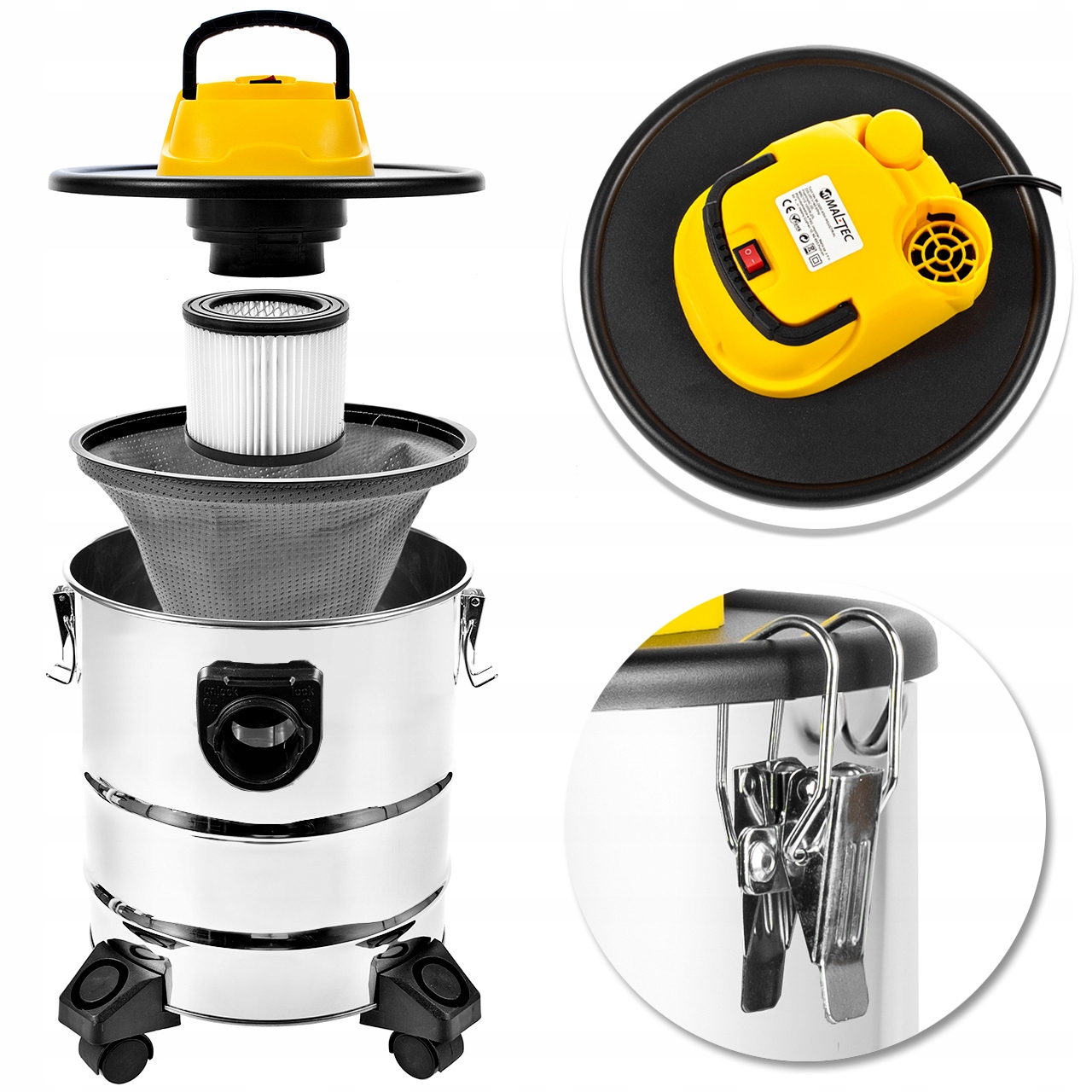 ODKURZACZ do POPIOŁU KOMINKOWY PRZEMYSŁOWY 2000W Pojemność zbiornika 20 l