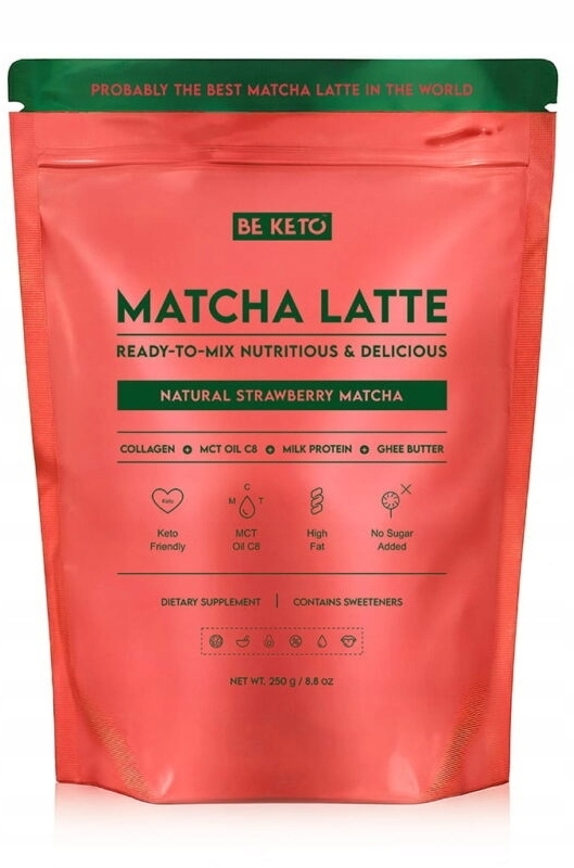 BeKeto Matcha Latte Mct C8 kolagen ghee truskawka 250 g