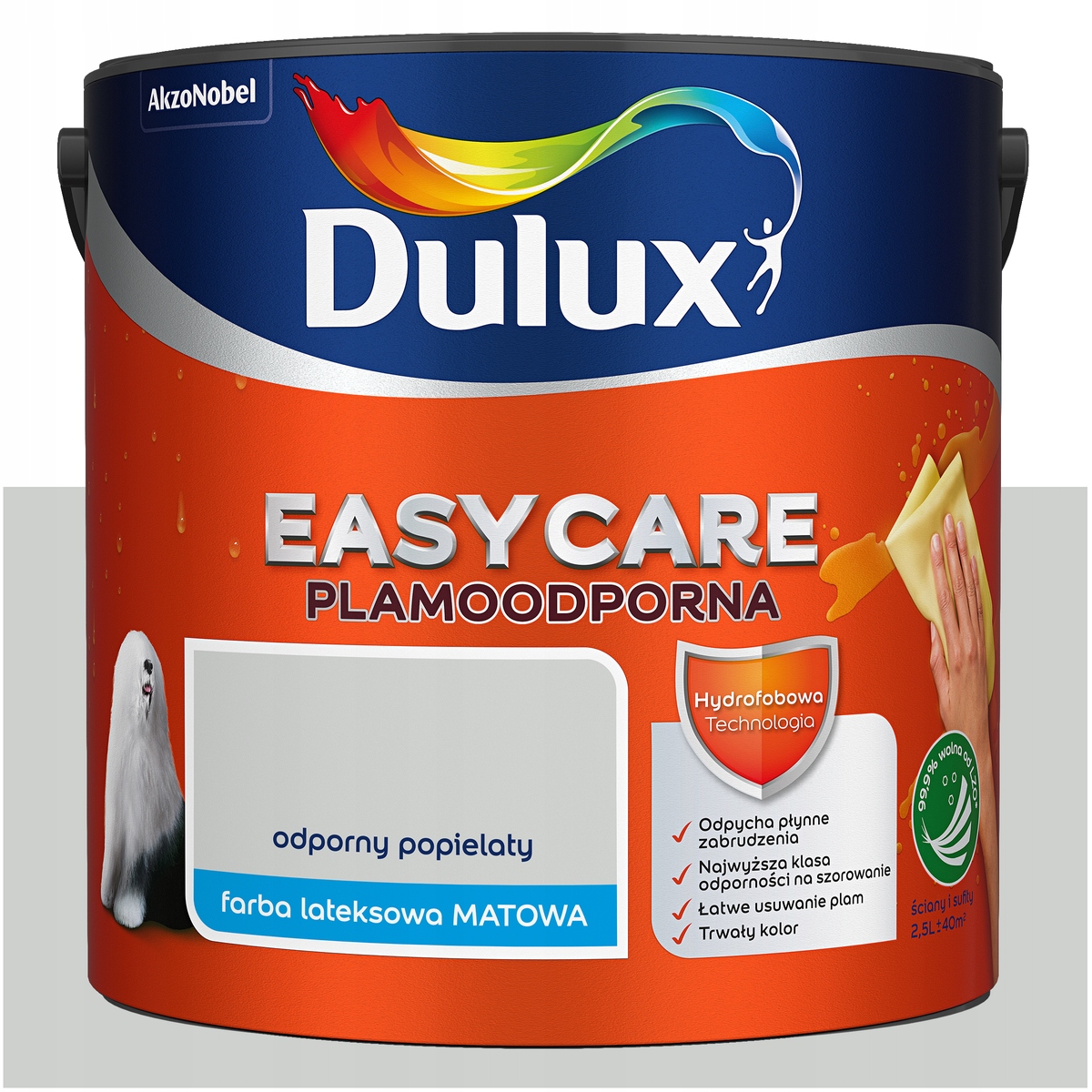 Barva na stěny stropu odolná vůči skvrnám Dulux Easycare Odolná popelavá 5L