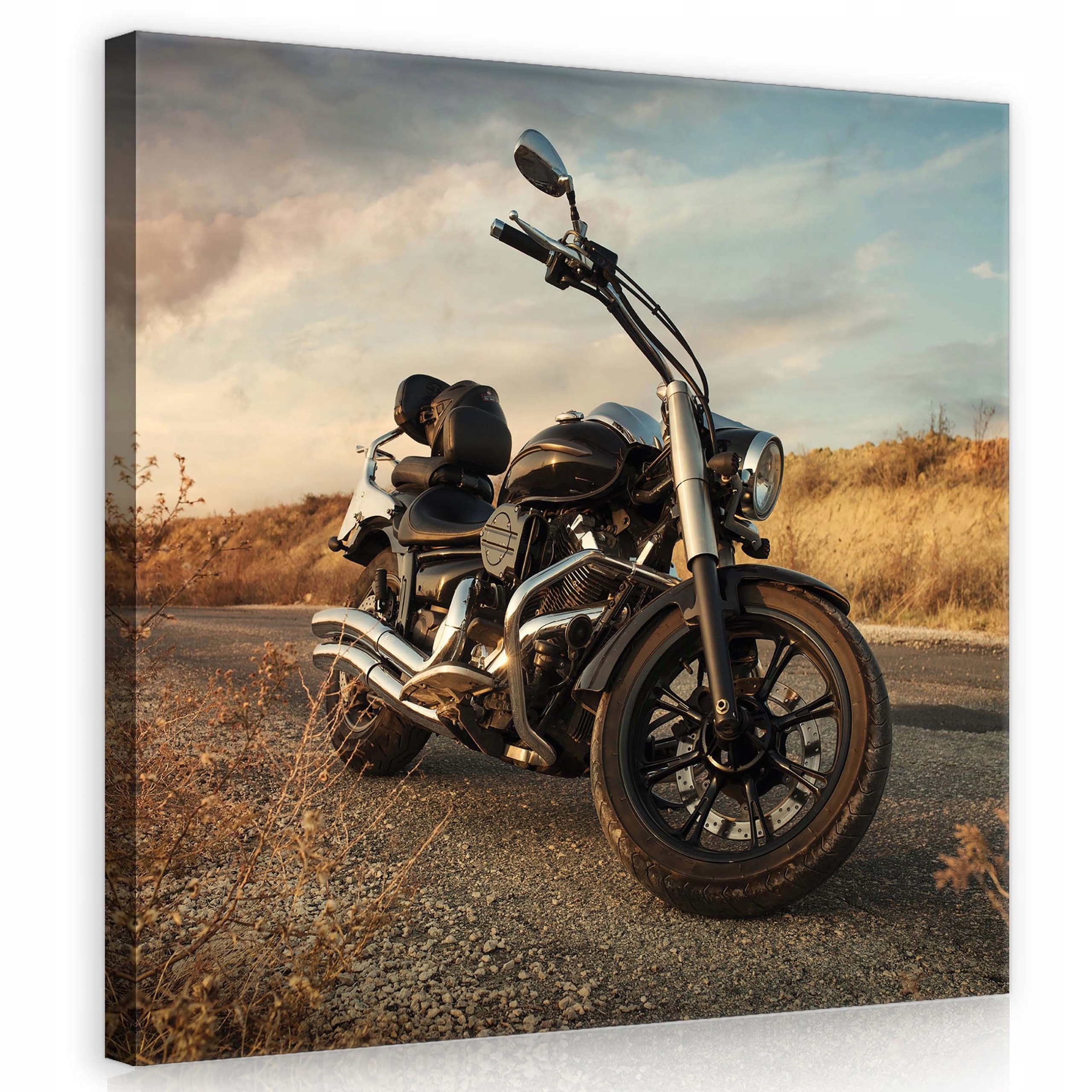 Obraz 80x80 Motocykl cesta západ/východ slunce krajina svoboda osamělost