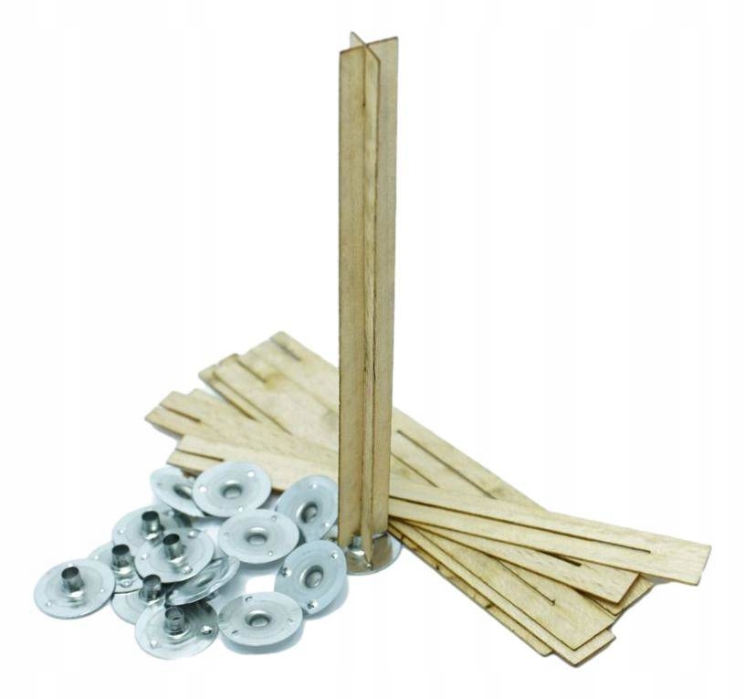 50 x dřevěné křížové knoty na svíčky 15 cm Plíšky