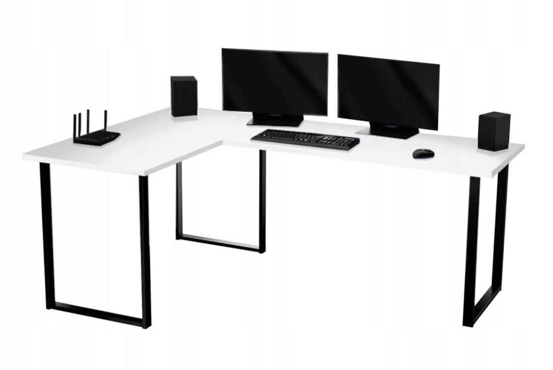 BIURKO 120X180cm KOMPUTEROWE GAMINGOWE NAROŻNE BIAŁE LOFT