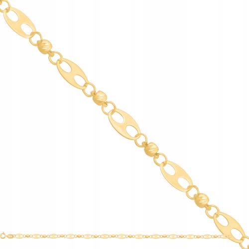 Řetízek ze zlata 585 s gravírovanými kuličkami, elegantní, nastavitelný, velikost 45