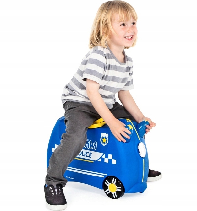 WALIZKA TRUNKI JEŻDŻĄCA WALIZECZKA RADIOWÓZ POLICE Kolor Odcienie niebieskiego