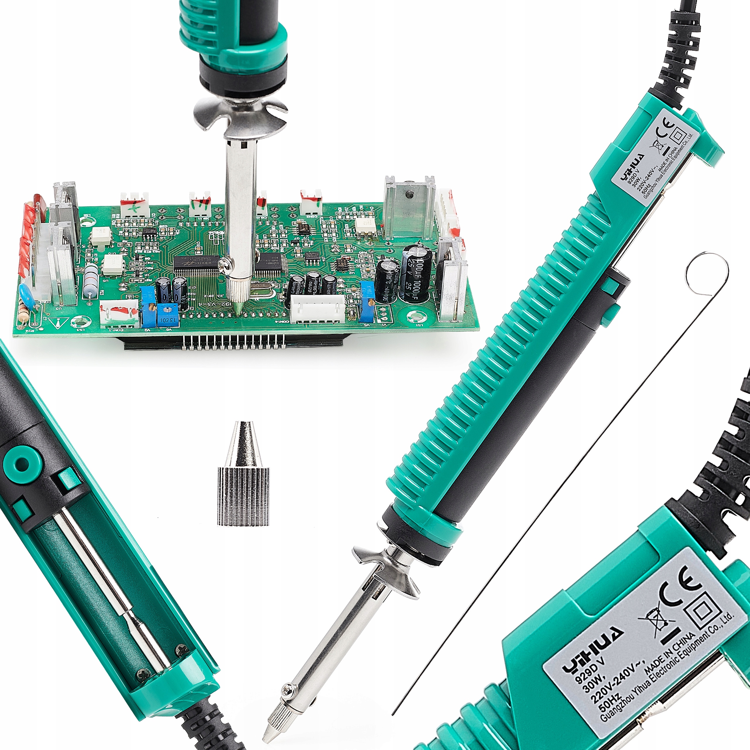 Elektryczny Odsysacz Lutowniczy do cyny 30W Yihua 929D-V dwie dysze Mocny