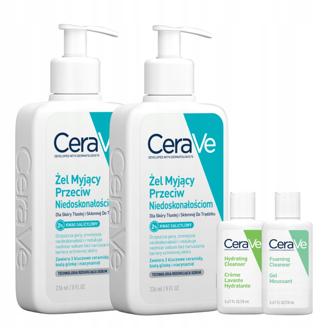 CeraVe Żel Myjący Przeciw Niedoskonałościom, Skóra Trądzikowa 236ml x2