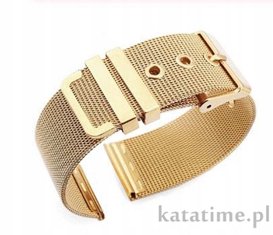 Pasek do zegarka damskiego męskiego bransoletka 18 mm mesh milanese złoty