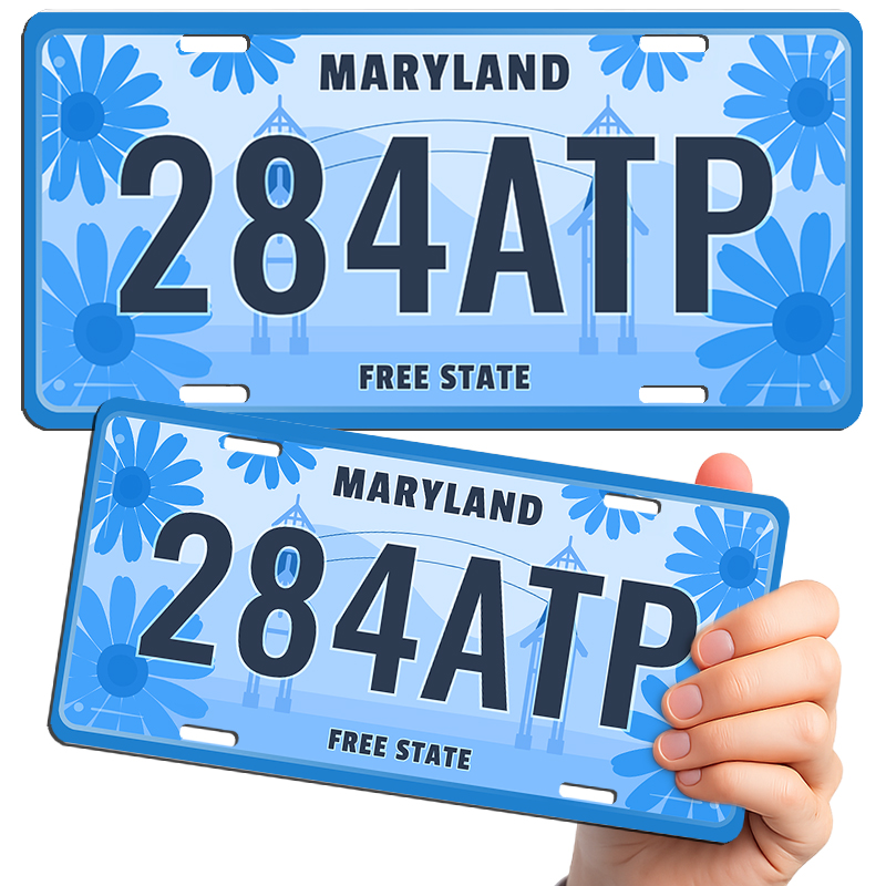 Tablica Metalowa Rejestracja Usa Amerykańska Ozdobna Replika Maryland Free